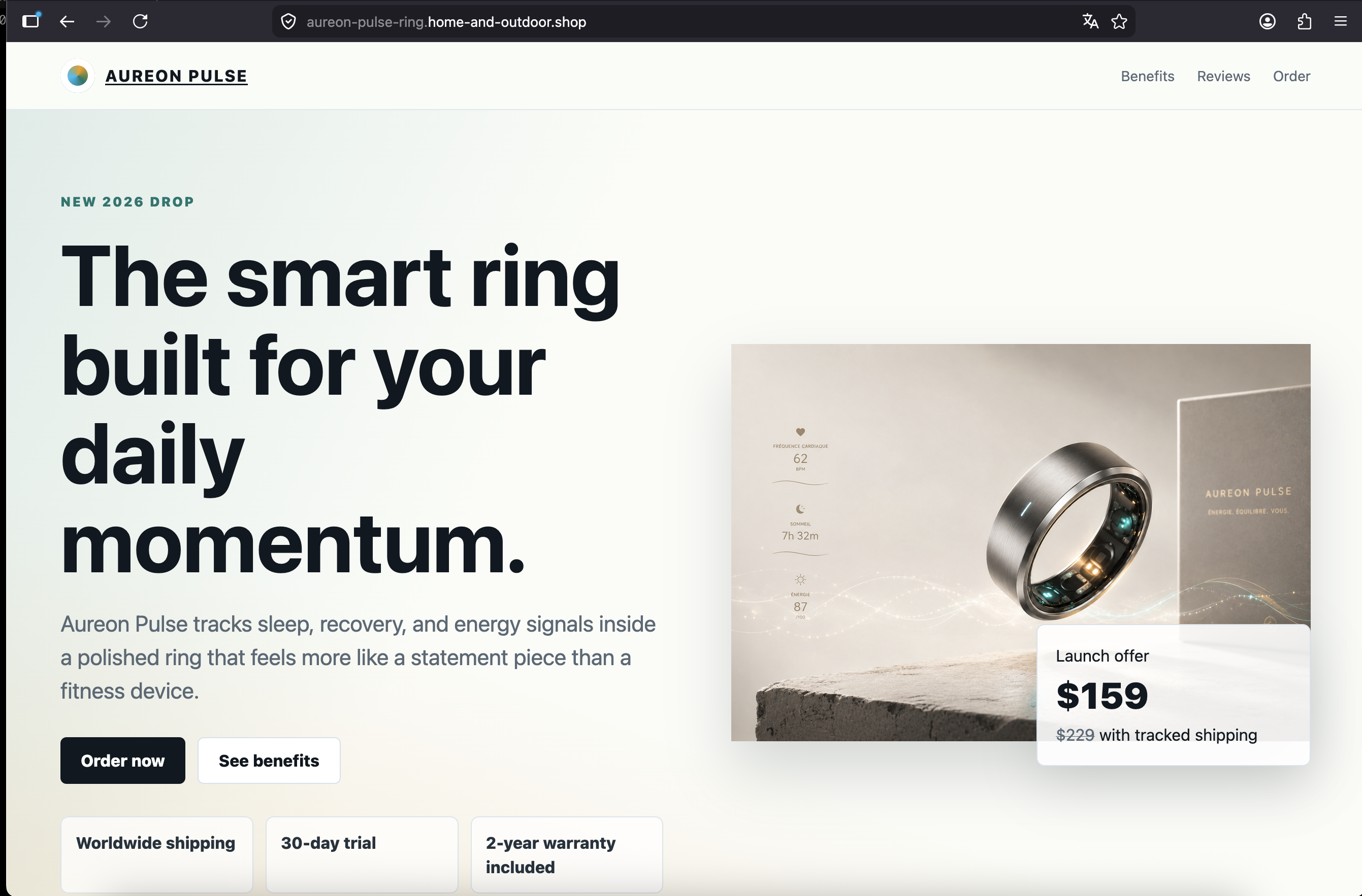 Глобальний лендинг Aureon Pulse Ring