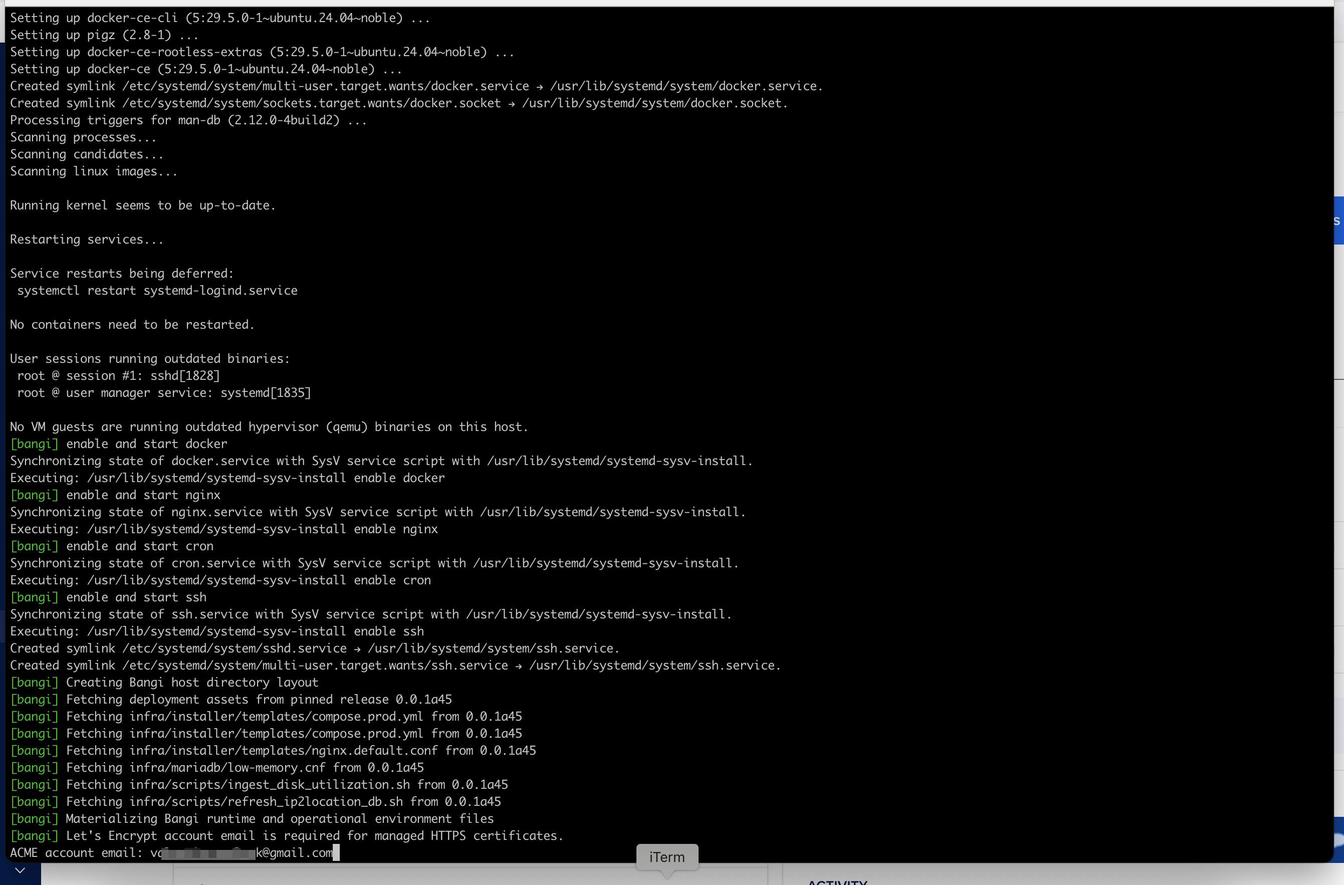 Tracker installer ACME email prompt