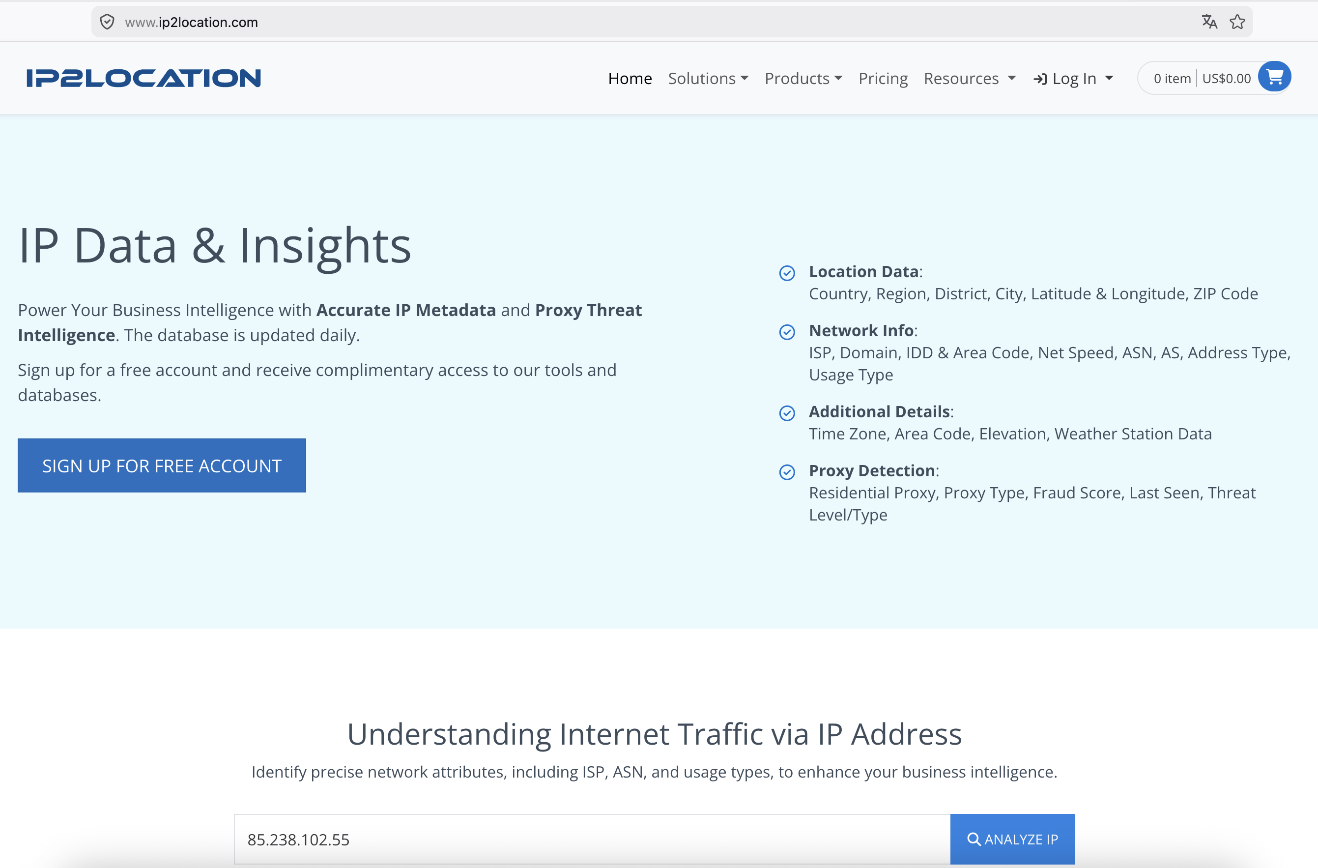IP2Location website
