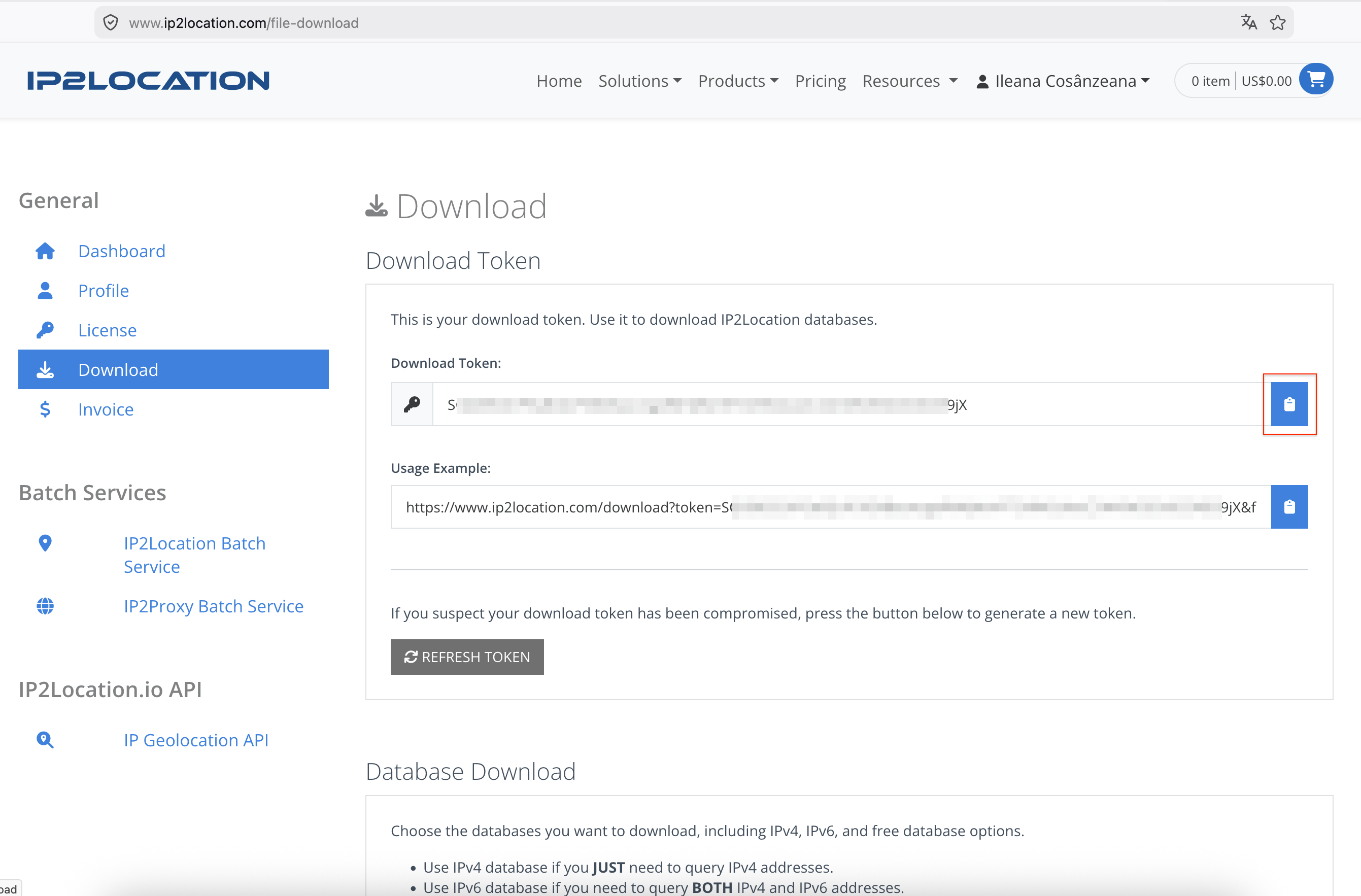 IP2Location token